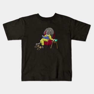 Squirrel Having Coffee and Reading a Book Kids T-Shirt
